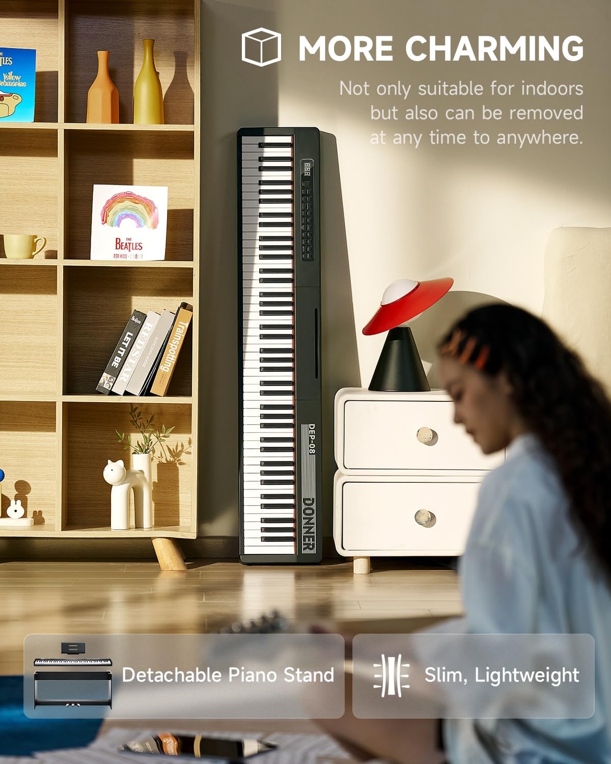 Donner Digital Piano Keyboard Velocity-Sensitive 88 Keys with Removable Piano Stand, Compact Beginner Home Electric Piano with Split Mode, LED Digital Tube for Display, and Triple Pedal DEP-08 - Image 6